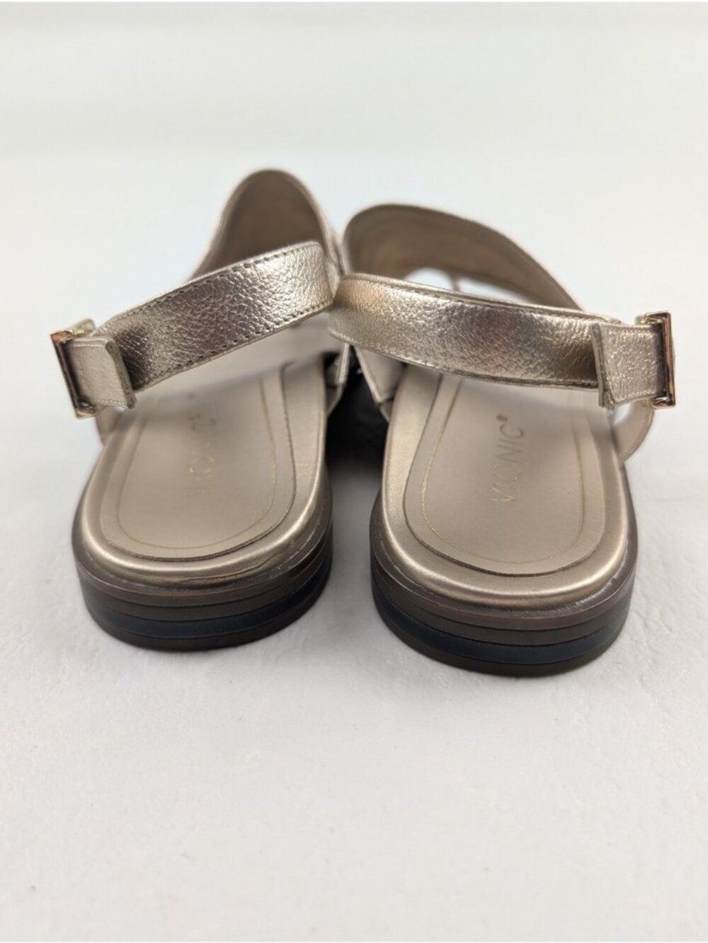 Vionic Ella Slingback Toe Loop Sandal Women 8.5 Gold Metallic Leather Adjustable - Picture 9 of 12